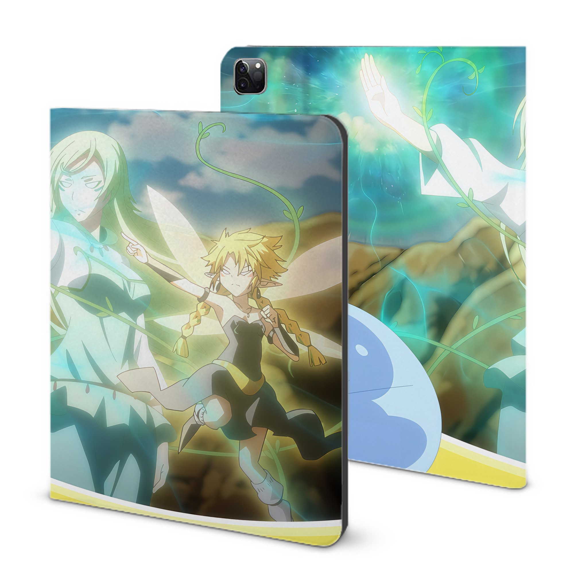 （画像用） 転スラ Regarding Reincarnated to Slime IPad ケース ブック型 PUレザー TPU 耐衝撃 軽量 薄型 ペン収納なし 全面保護 IPad 各モデル対応